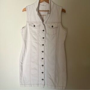 Cotton On White Denim Button Down Sleeveless Dress Size XL